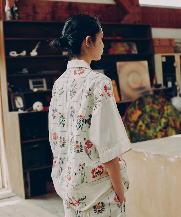 Patchwork Flower Embroidery Shirt