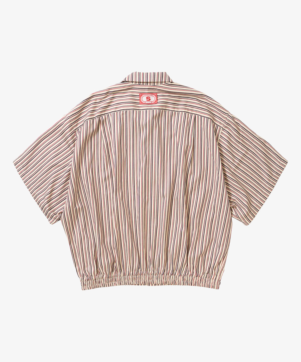 banshu ori ribbed shirts red black stripe short sleeve