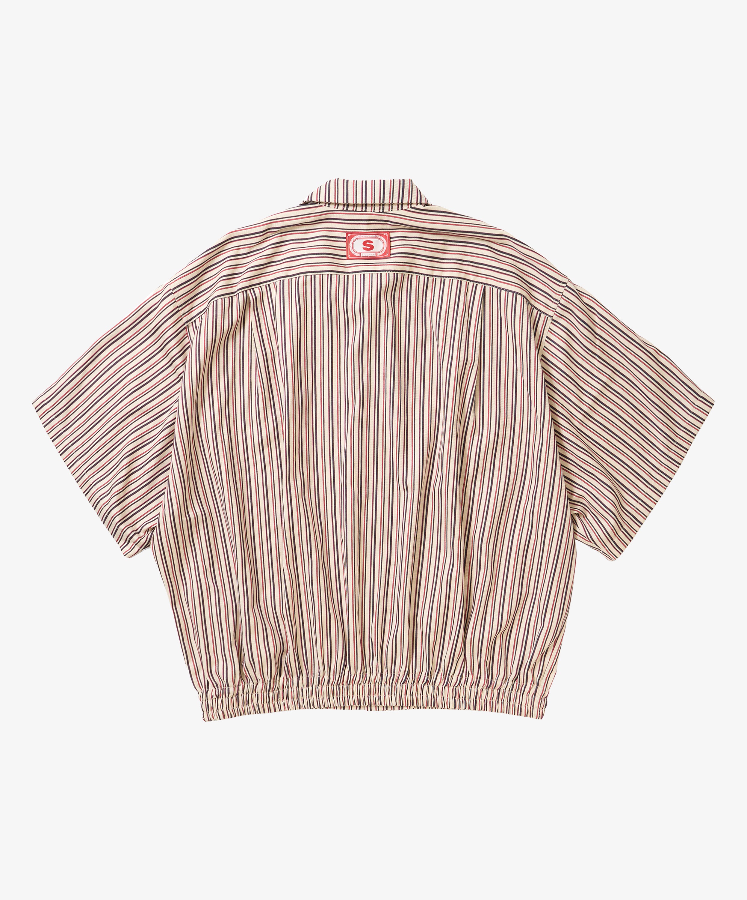 banshu ori ribbed shirts red black stripe short sleeve