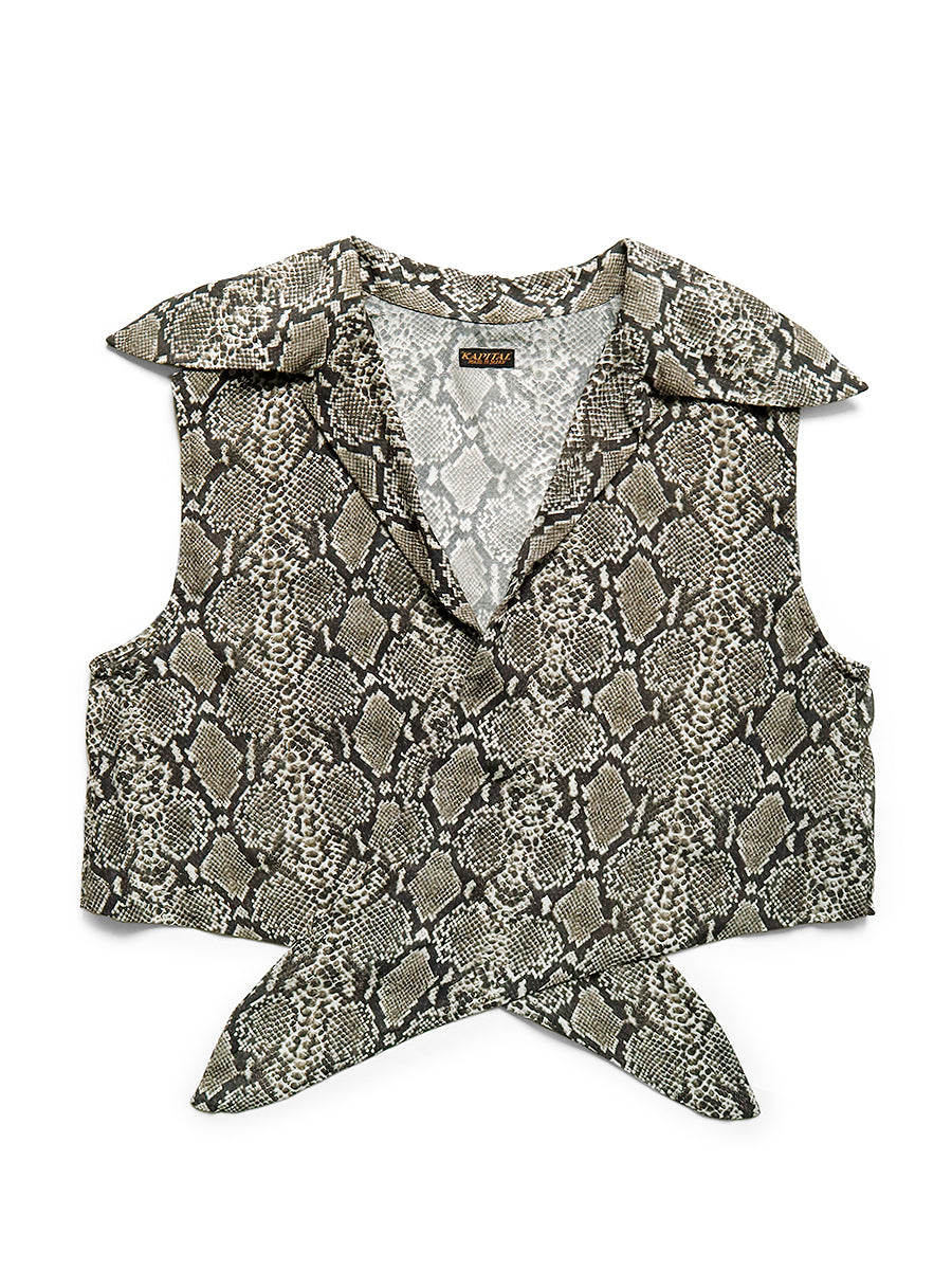 Silk Rayon Snake Pattern Langle Color Sleeveless Blouse...