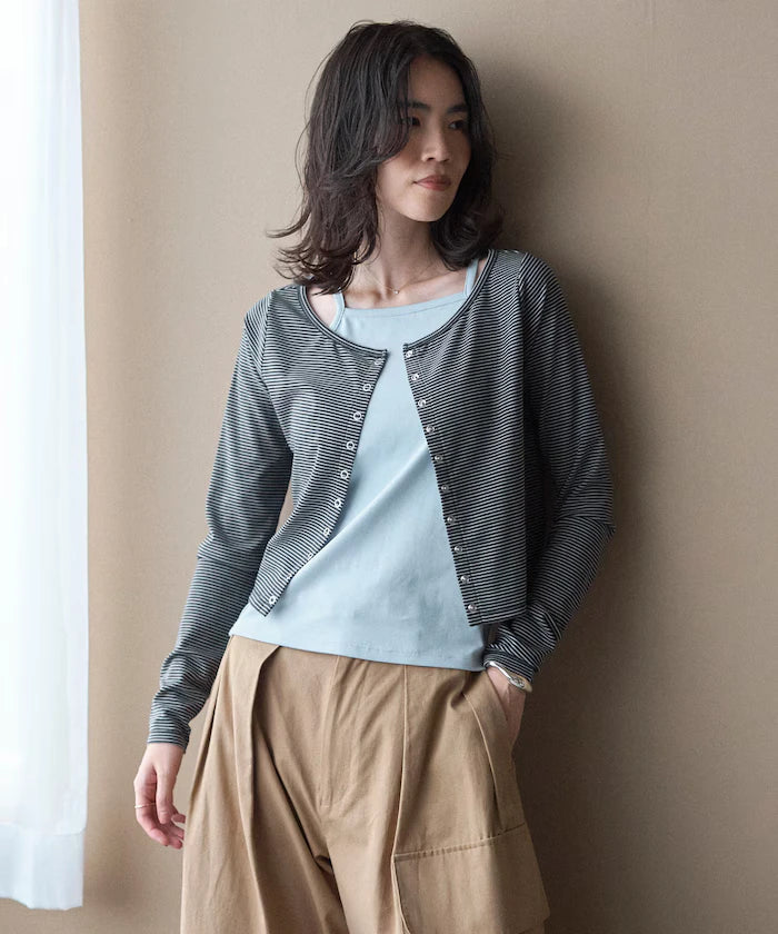 [February 12, 12:00 Release] Layered Set Top / Striped Cardigan & Camisole