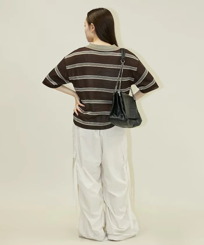 Sheer Border Short Sleeve Polo Summer Knit Limited Release