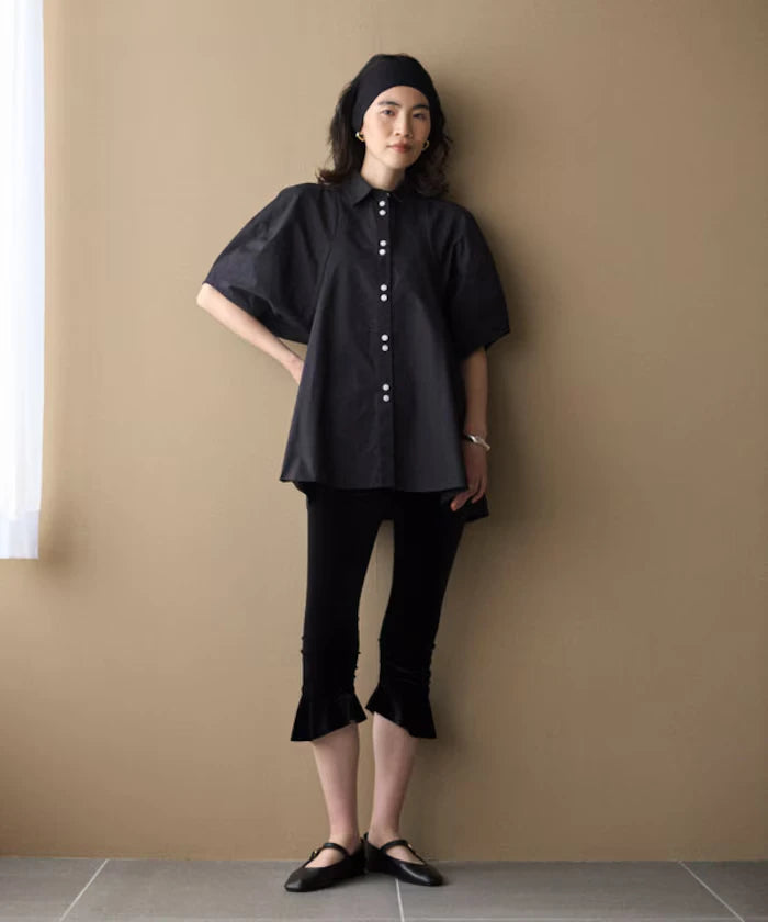 Switching Design Balloon Sleeve Shirt / 5-Minute Sleeve Blouse [Limited Edition]