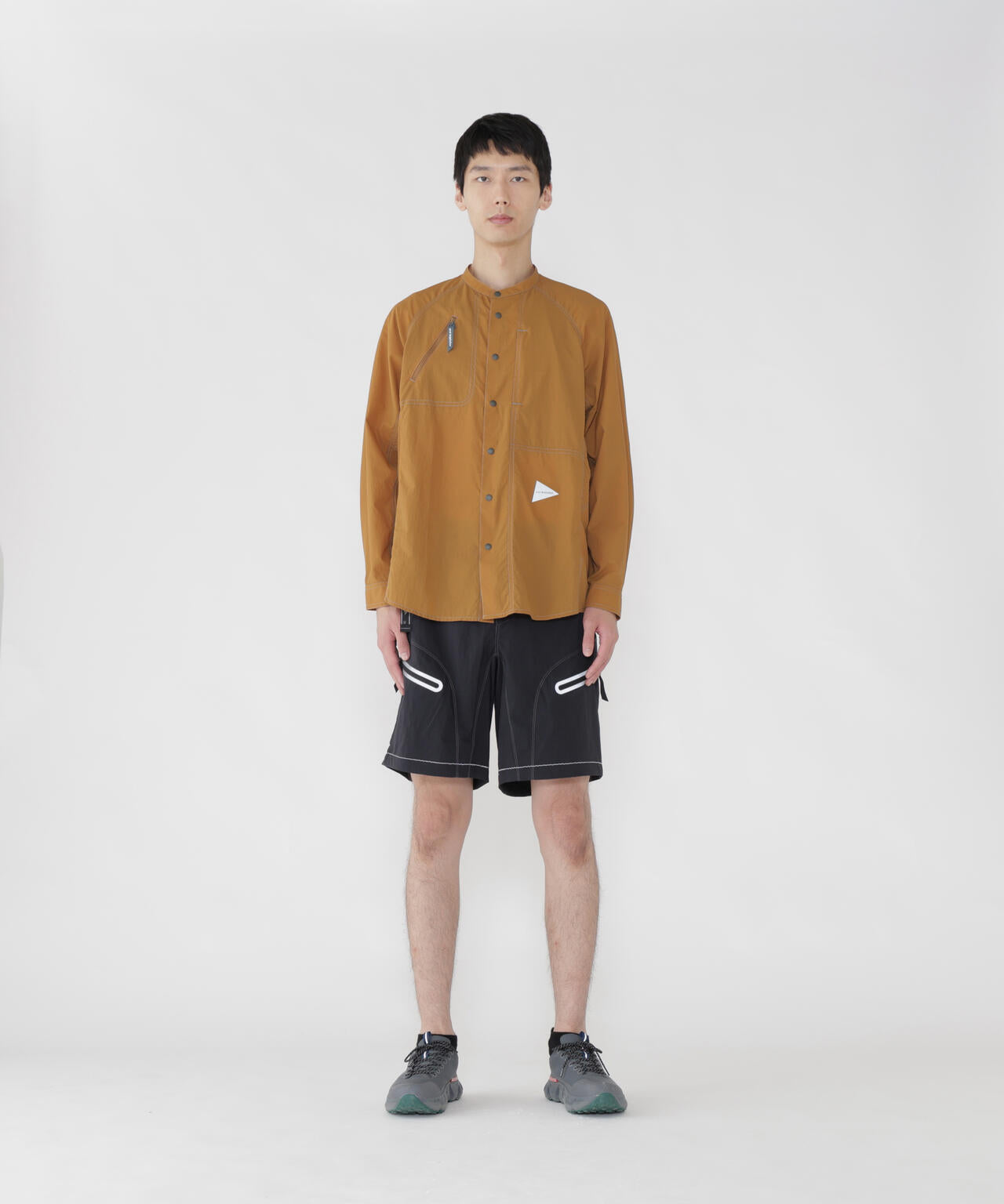 stretch rip band collar shirt