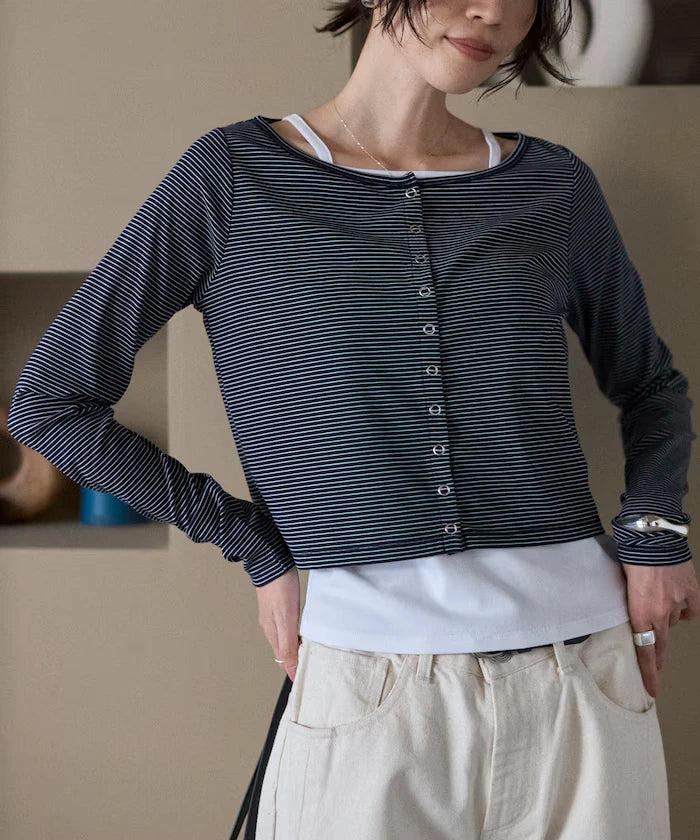 [February 12, 12:00 Release] Layered Set Top / Striped Cardigan & Camisole