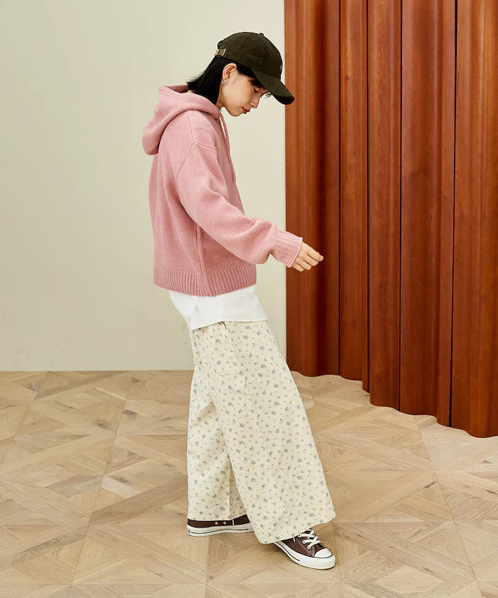 Knit hoodie with pockets