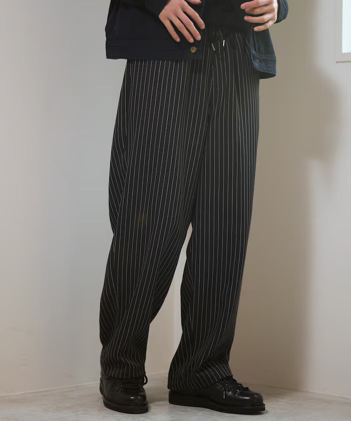 Spindle Stripe Easy Wide Pants / Compatible with Setup