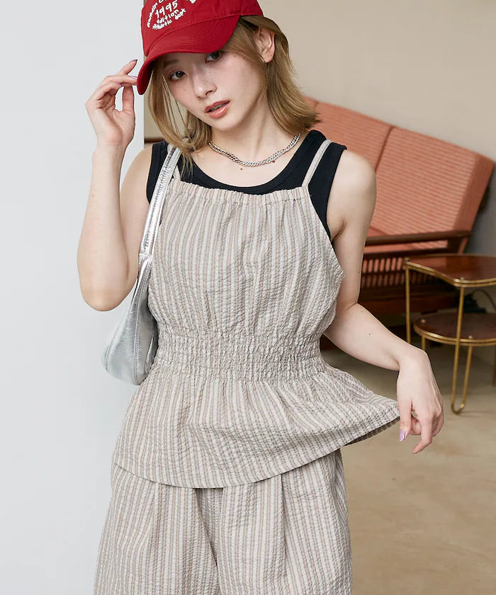 Shearling camisole x short pants set limited edition