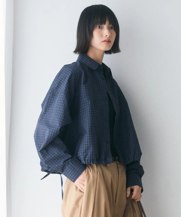 Hem Code Switch Short Length Long Sleeve Shirt