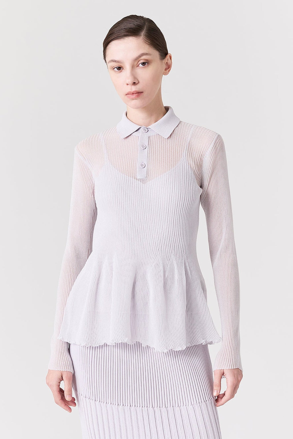 HYPHA LUCENT GLITTER LONG SLEEVE POLO SHIRT