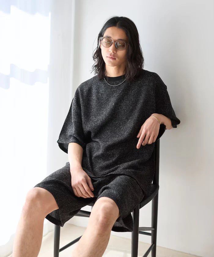 Dry Touch Summer Tweed Short Sleeve Crew Neck