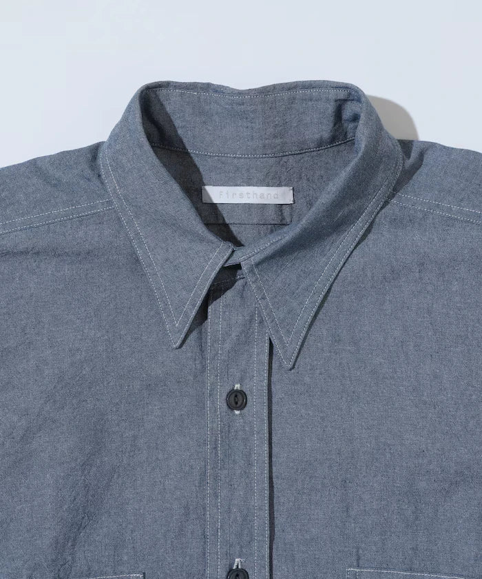 Oversized Classic Regular Collar Chambray Shirt Long Sleeve