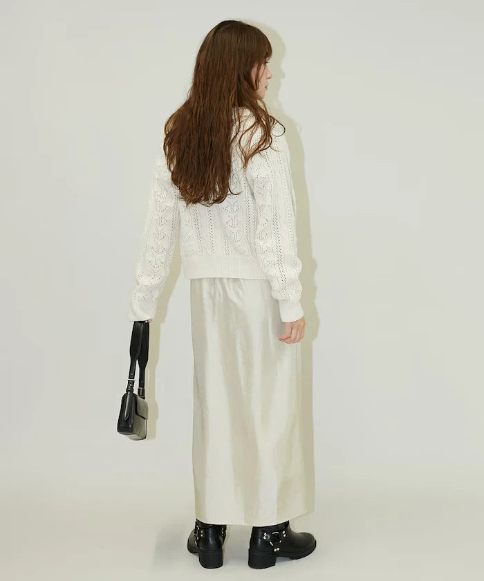 Mixed Material Shirring Satin Dress Limited Release