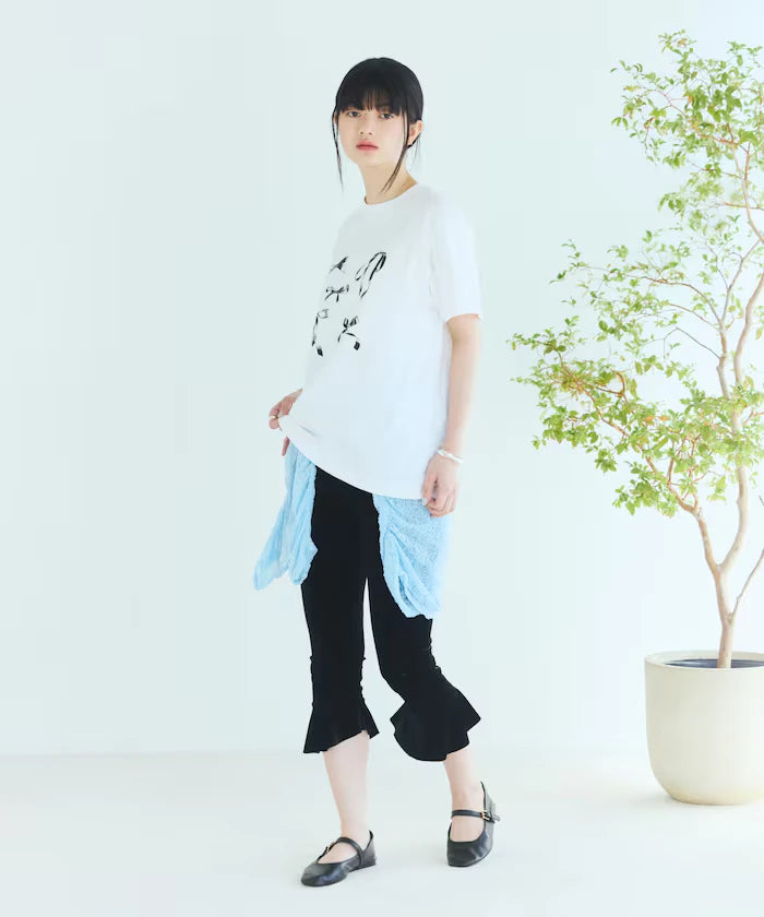 Comfortable Ribbon Print Crew Neck T-shirt