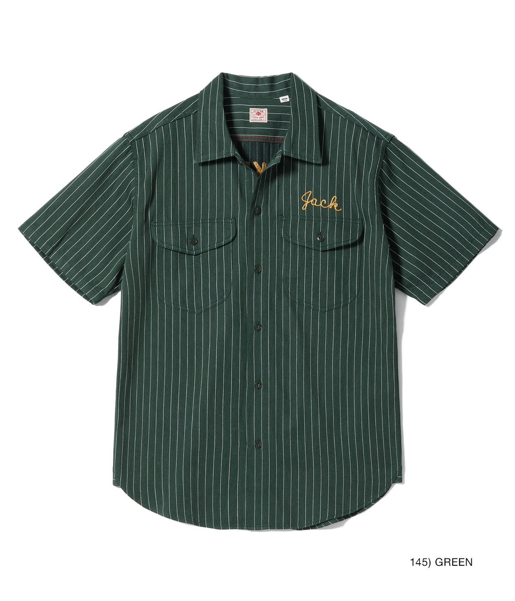 COKE STRIPE WORK SHIRT with CHAIN EMBROIDERED