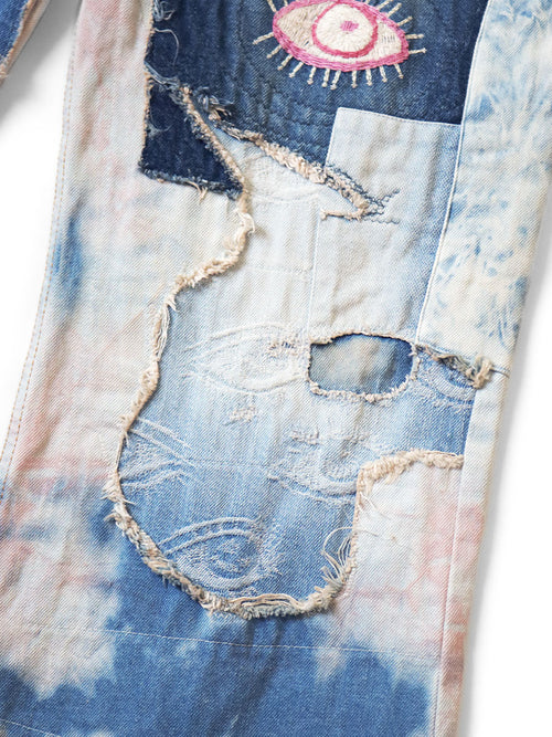 14oz Denim Tie-Dye Baggy Flare Pants (Crazy...)