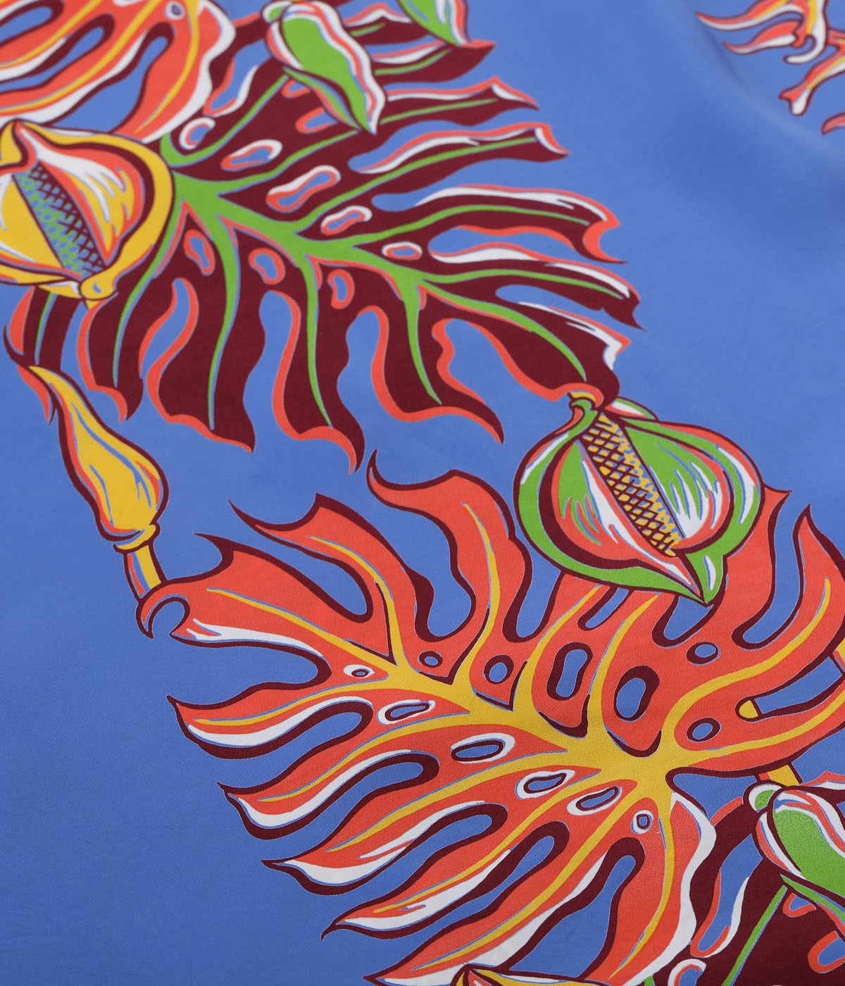 Rayon Hawaiian Shirt Monstera Border