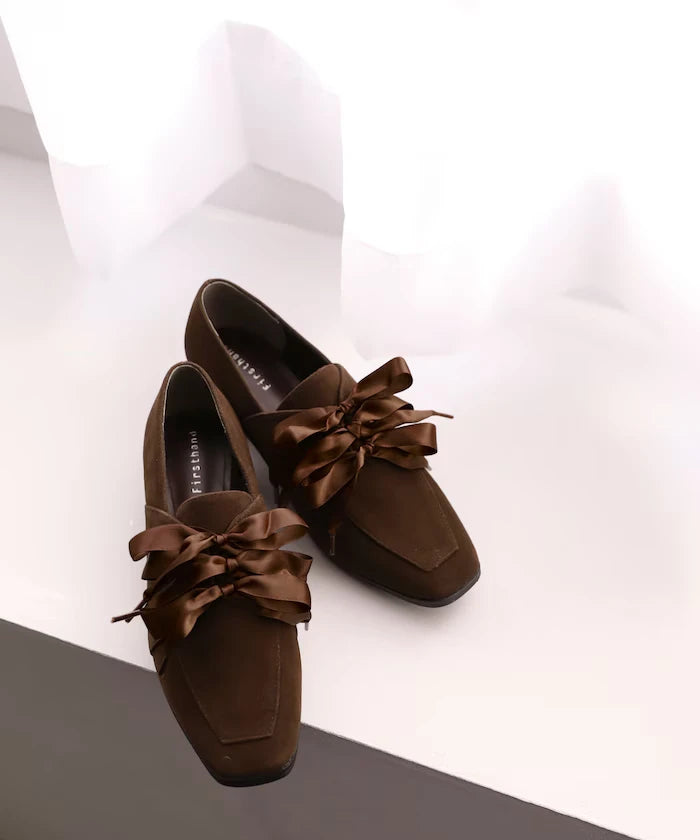 Suede-like Ribbon Lace-up Shoes (Available in sizes 22.5 to 24.5 cm)