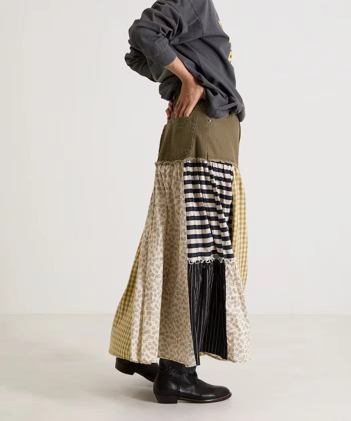 Flower & Check Docking Skirt
