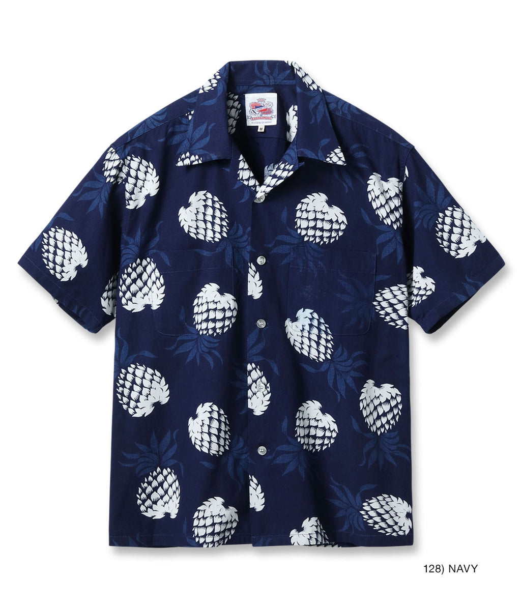 Duke Kahanamoku Indigo Cotton Hawaiian Shirt Duke's Pineapple