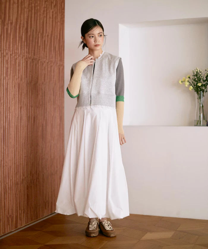 Organic Cotton Lace Sweat Vest / Lined Sweat