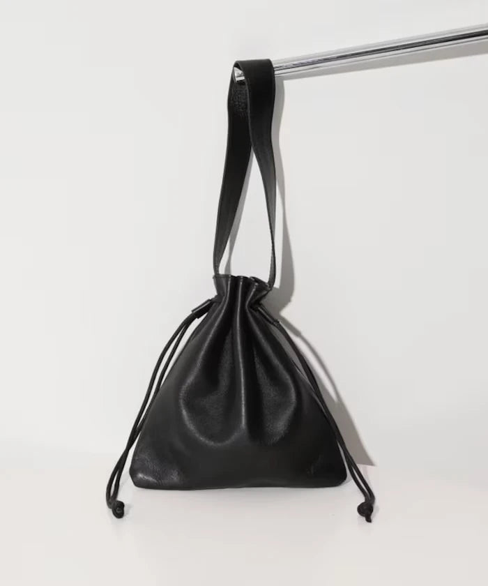 Drawstring Leather Handbag