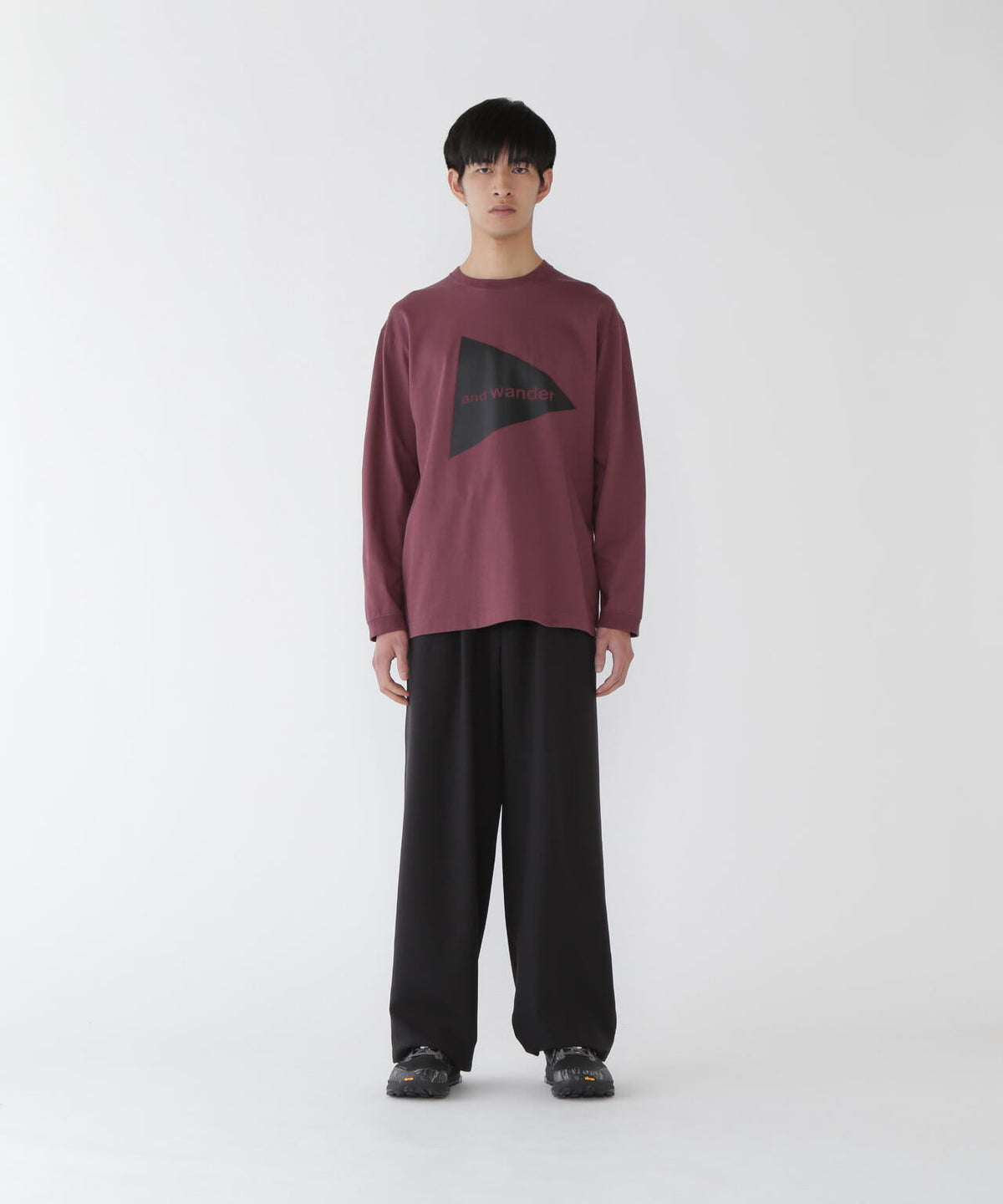 PE melange twill wide pants