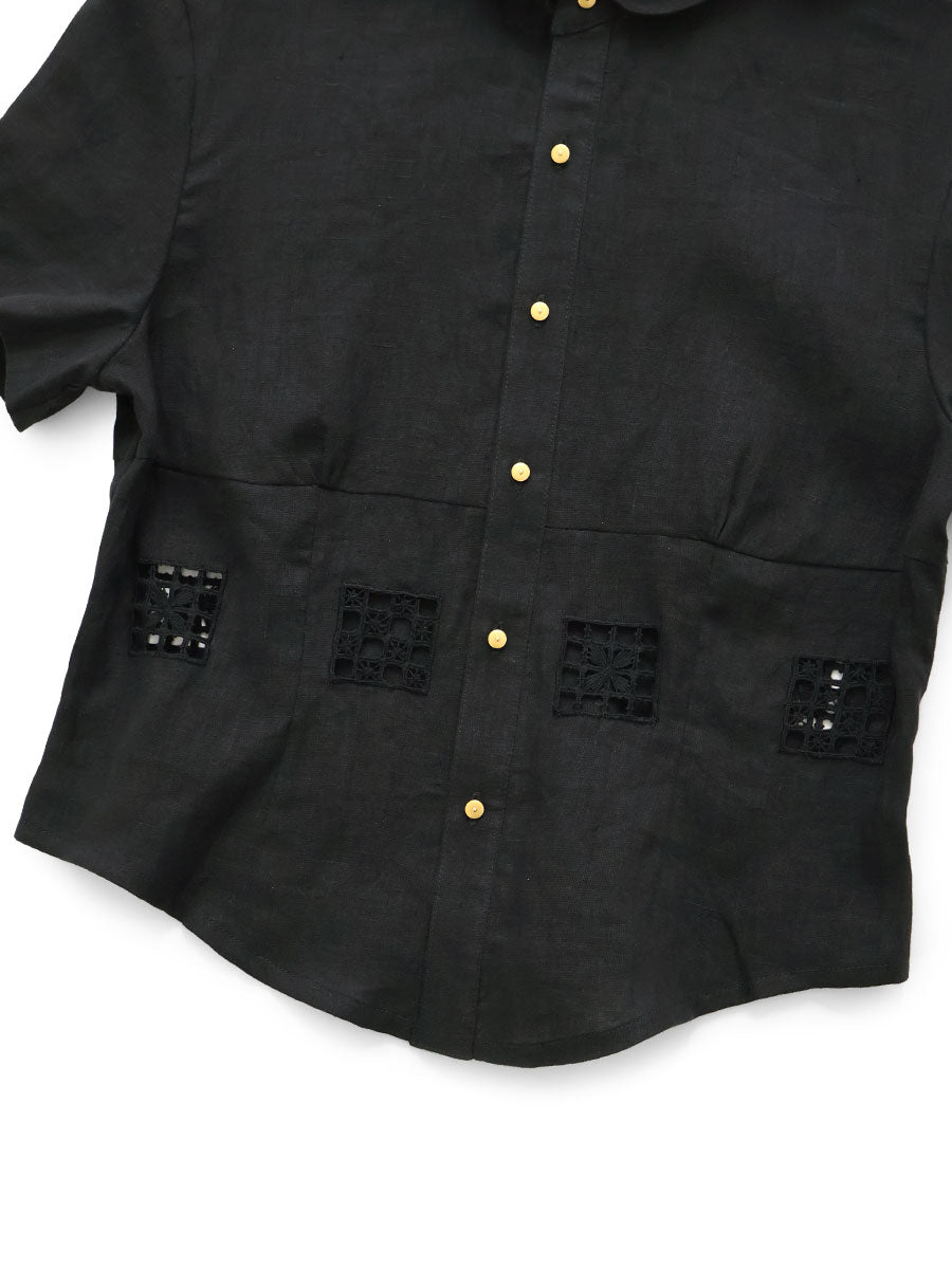 Linen Dronwork Acapella Blouse