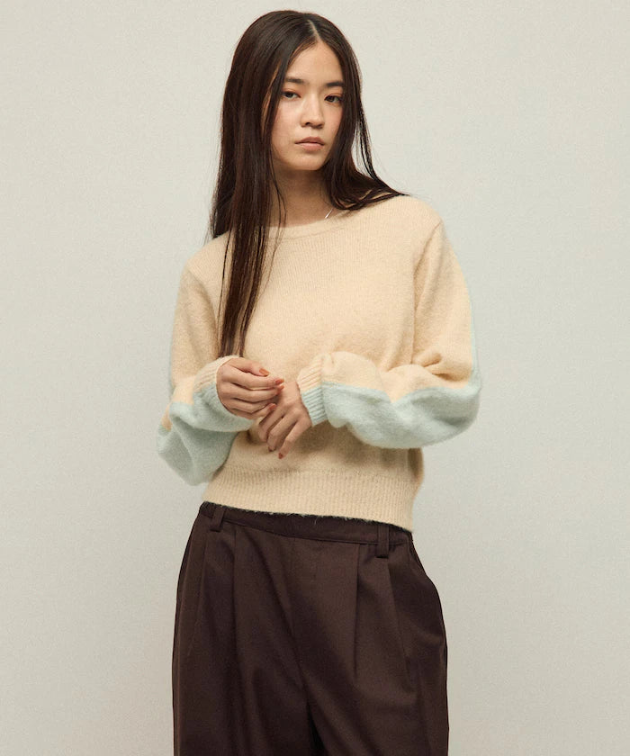 Alpaca Blend Bicolor Knit Pullover