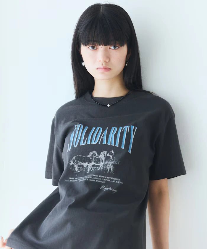 Comfortable Logo Horse Print Crew Neck T-Shirt