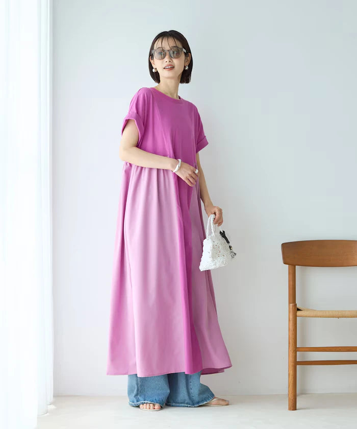 Organic Cotton Mixed Material Docking Gather Dress