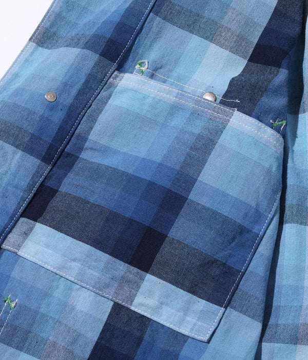 10oz. INDIGO GRADATION CHECK WORK COAT