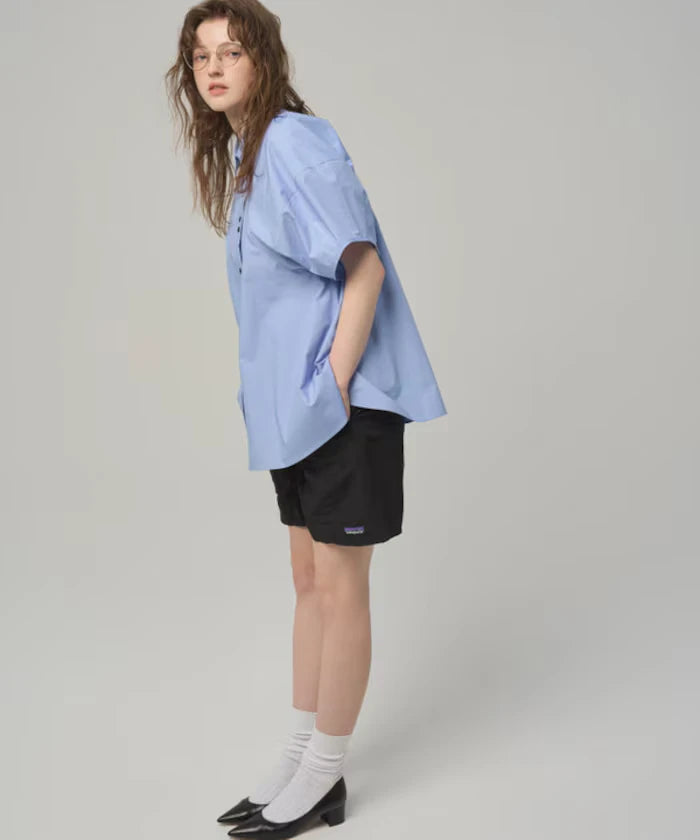 Switching Design Balloon Sleeve Shirt / 5-Minute Sleeve Blouse [Limited Edition]