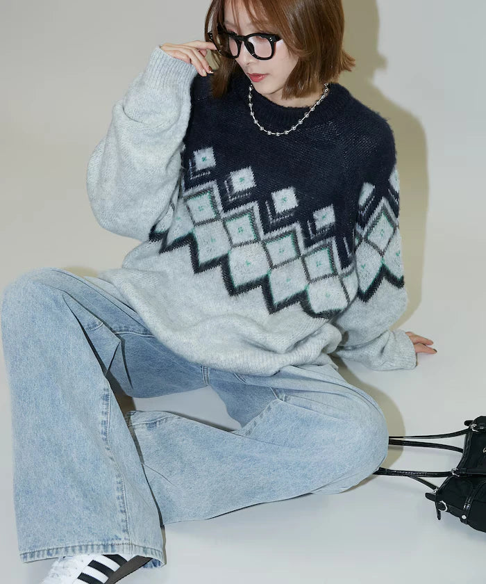 Jacquard Mohair Touch Knit Pullover Limited Edition