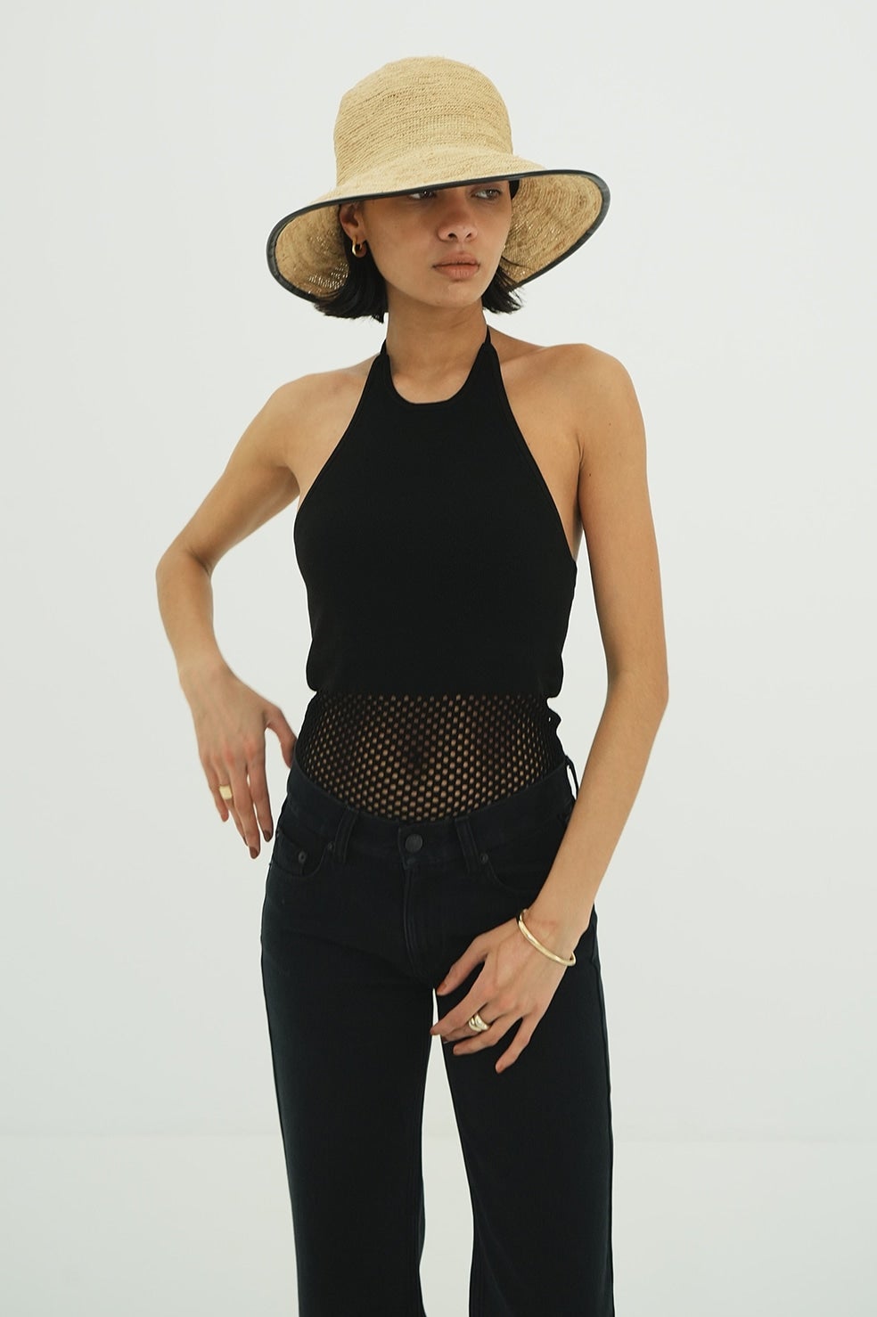GEOMETRIC HOLE KNIT TOPS