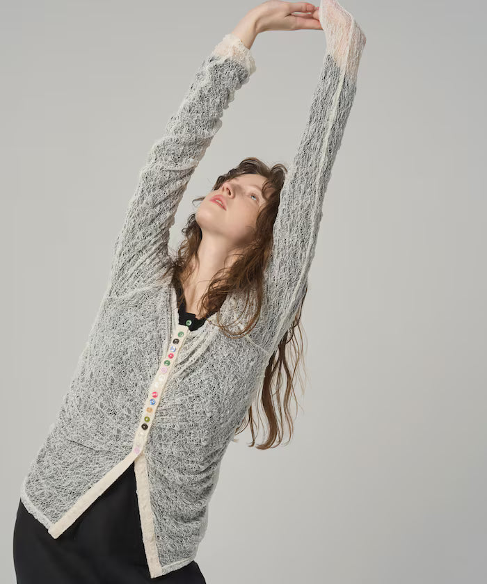 Many Button Lace Shirring Cardigan (Released on February 12 at 12:00)