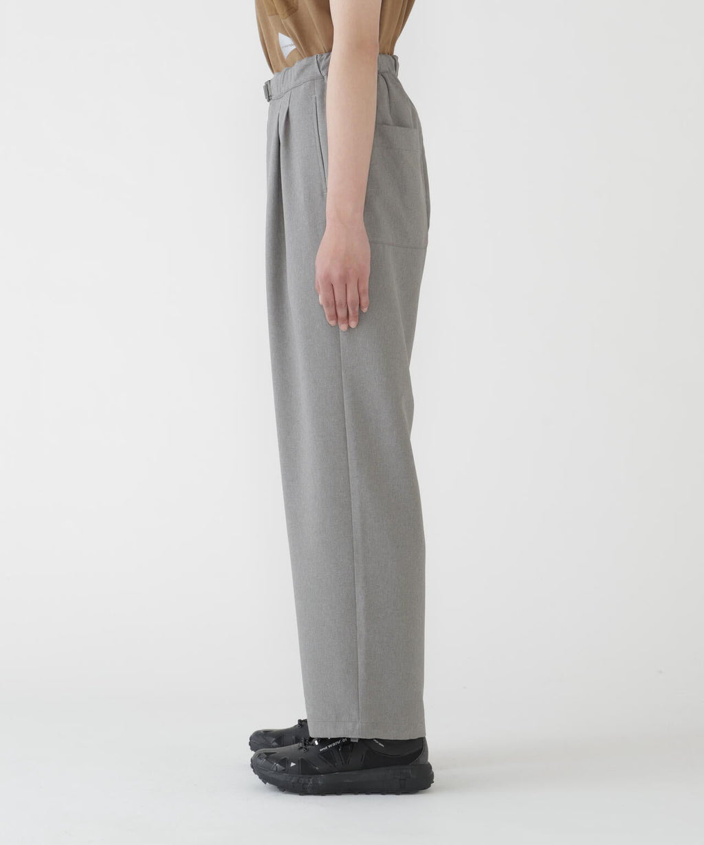 PE melange twill wide pants
