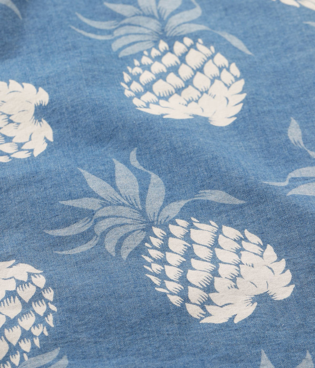 Duke Kahanamoku Indigo Cotton Hawaiian Shirt Duke's Pineapple
