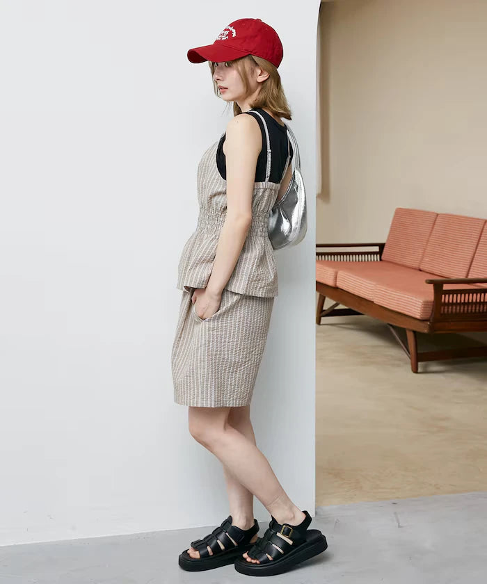 Shearling camisole x short pants set limited edition