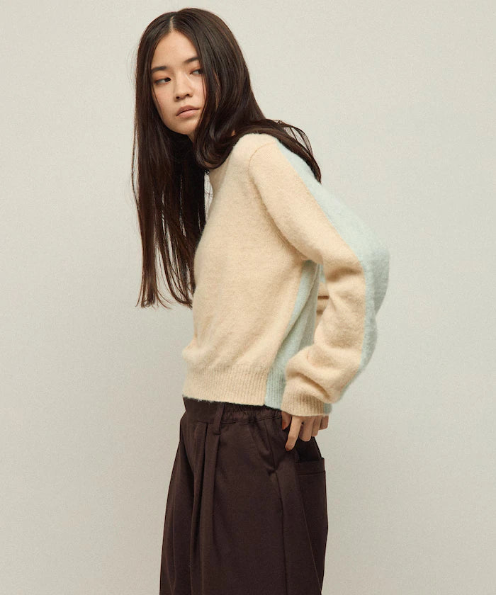 Alpaca Blend Bicolor Knit Pullover