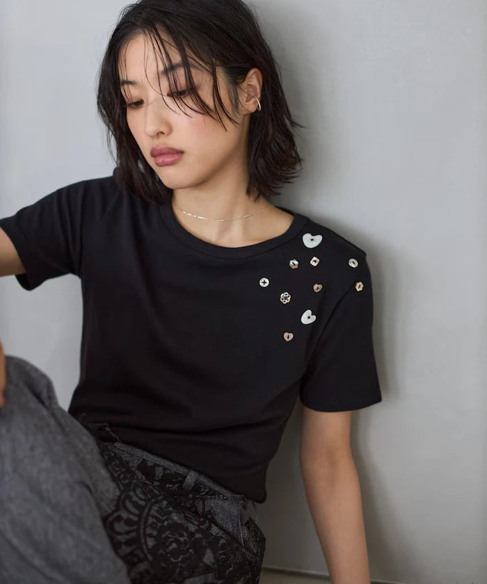 Many Button Cotton Modal Short Sleeve T-Shirt