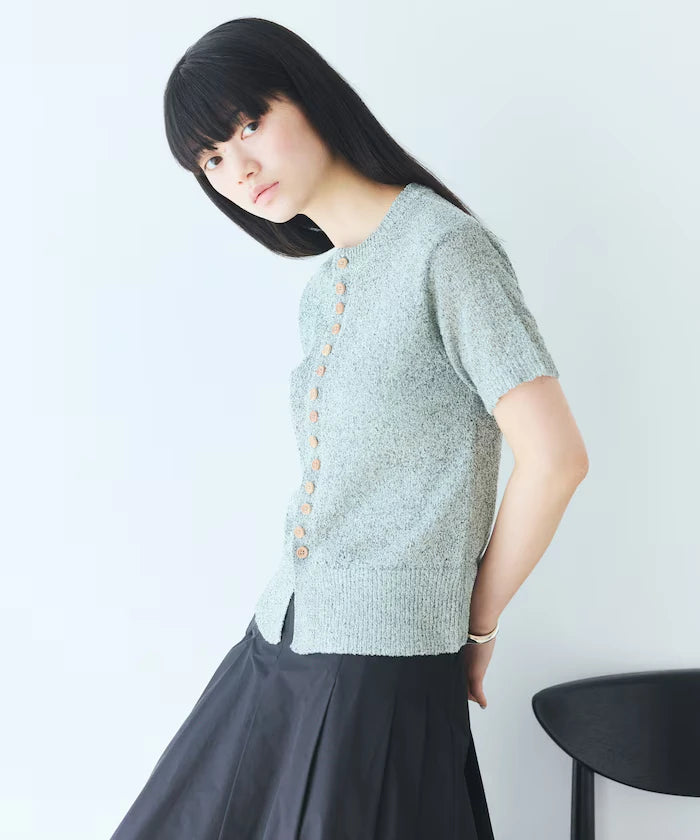 Wood Button Boucle Cardigan