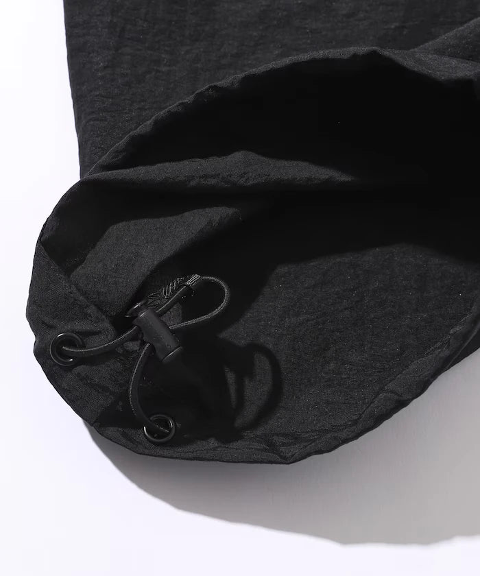 Wide Straight Nylon Track Pants / Tapered Silhouette Easy Nylon Pants