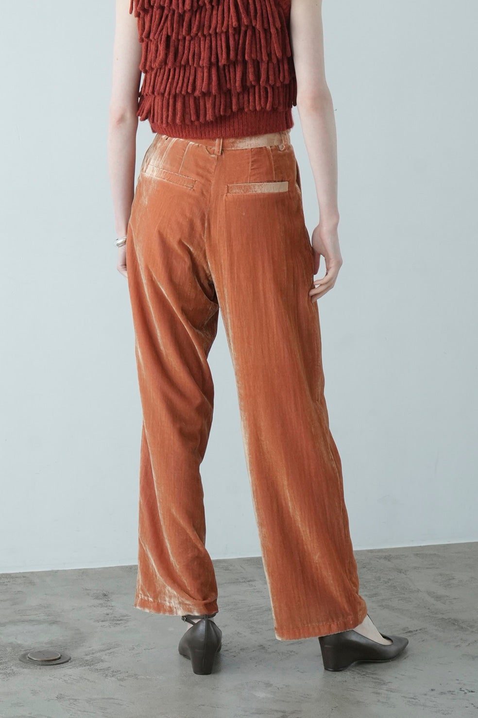 VELOR TUCK WIDE PANTS