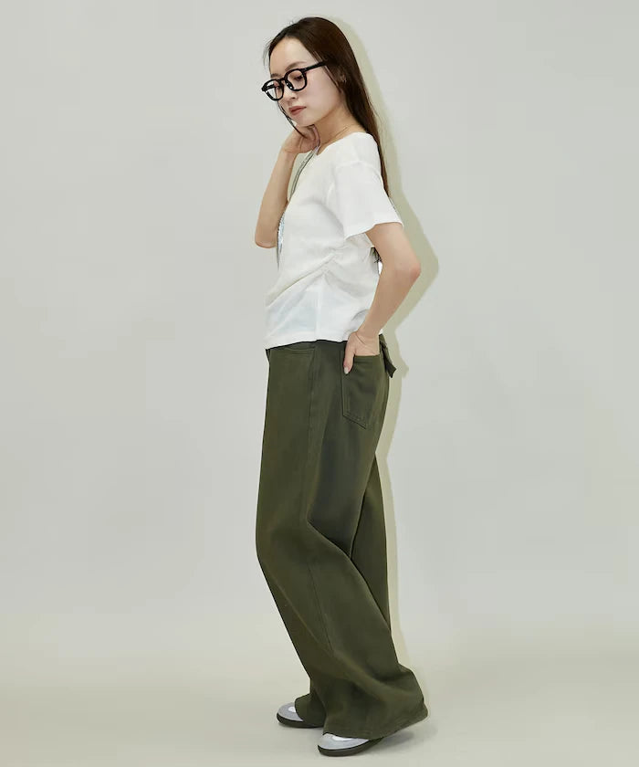 Light Waffle Waist Shirring T-Shirt Limited Edition