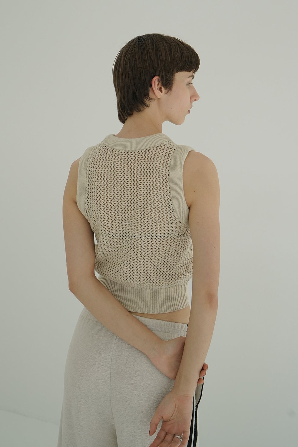 3D RIB MESH KNIT TOPS