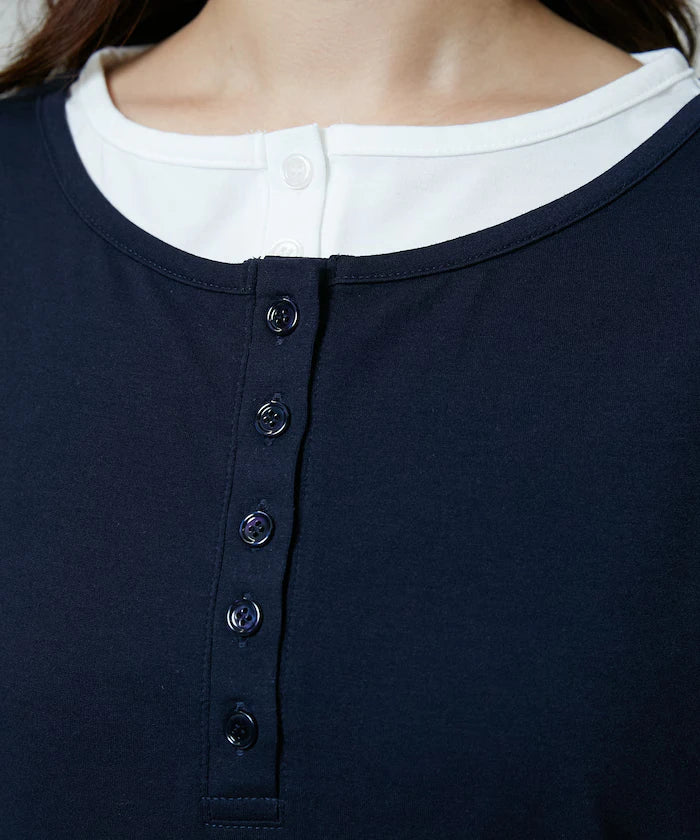 Layered Color Scheme Henley Neck T-Shirt Limited Edition