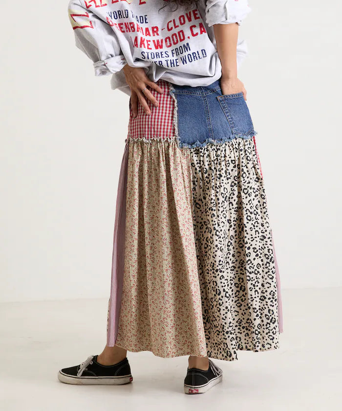 Flower & Check Docking Skirt