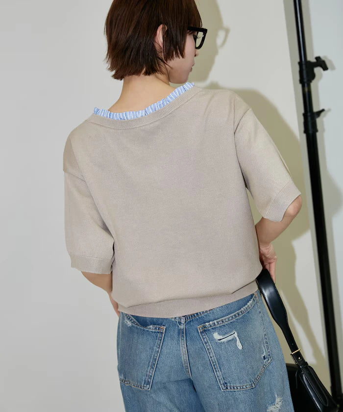 Shirt Frill V-Neck Half Sleeve Summer Knit Limited Edition