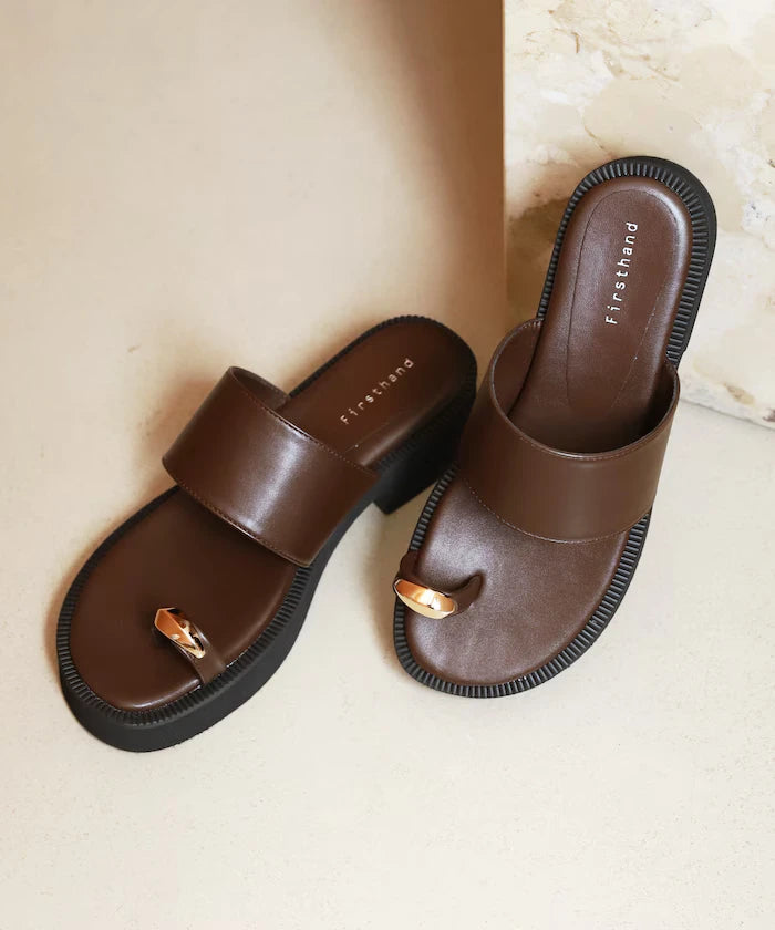 Metal Accent Thumb Loop Sandal